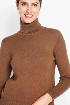 Assuili Pull col roulé fourré marron