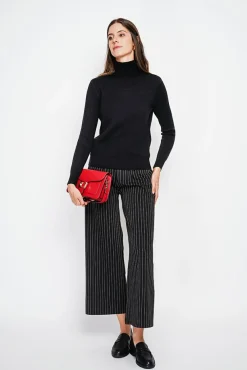 Femme Assuili Pull col roulé fourré noir