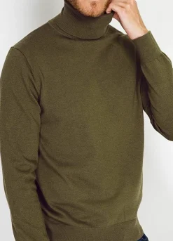 Homme C&Jo Pull col roulé kaki