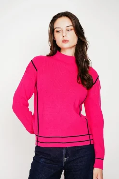 Femme C&Jo Pull col roulé montant fushia