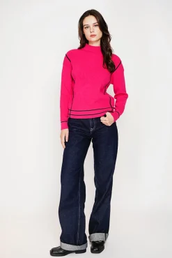 Femme C&Jo Pull col roulé montant fushia