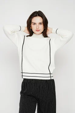 Clearance C&Jo Pull col roulé montant naturel