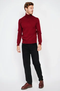 Homme C&Jo Pull col roule bordeaux