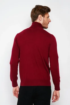 Homme C&Jo Pull col roule bordeaux