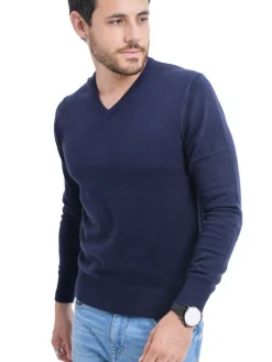 Homme C&Jo Pull col V bleu nuit