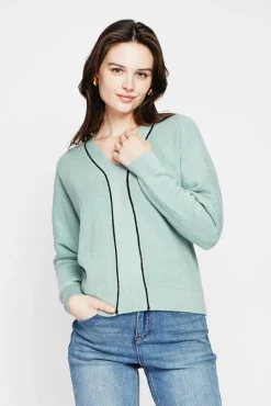 Femme C&Jo Pull col V jade