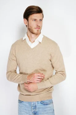 Homme C&Jo Pull col V nougat