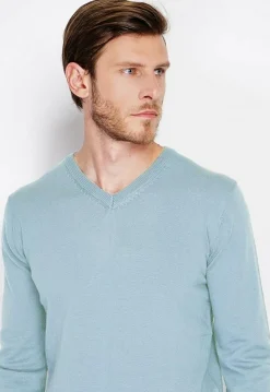 Homme C&Jo Pull col V turquoise