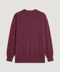 Femme Rodier Pull Colette 100% laine col montant cotelé violet prune