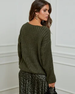 Hot L'Armoire de Suzette Pull Constance kaki