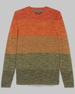 Homme Marc O'Polo Pull Coton Mouliné orange/vert