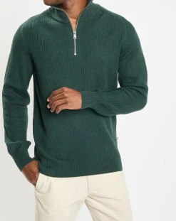 Outlet Marc O'Polo Pull côtelé en Coton & Laine vert