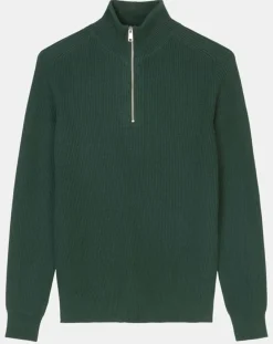 Outlet Marc O'Polo Pull côtelé en Coton & Laine vert