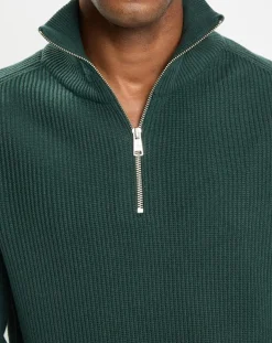 Outlet Marc O'Polo Pull côtelé en Coton & Laine vert