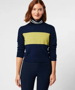 Femme Rodier Pull Cunégonde col roulé bicolore bleu marine