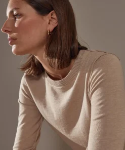 Femme Rodier Pull Dahlia col rond marron moka