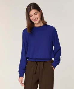 Online Rodier Pull Déborah 100% laine col bicolore bleu océan