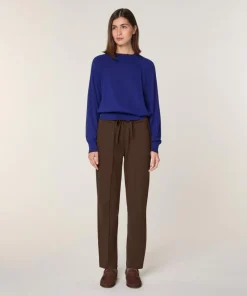 Online Rodier Pull Déborah 100% laine col bicolore bleu océan