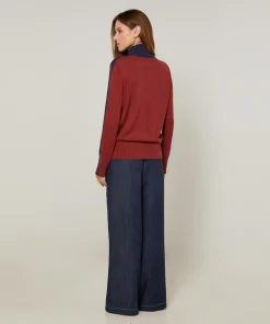 Clearance Rodier Pull Delphine 100% Laine mélangée bleu denim