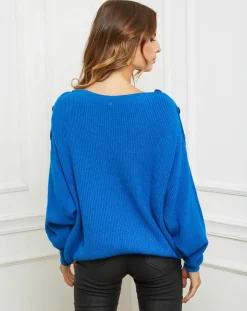 Sale Fleur de cachemire Pull Ella bleu roi