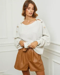 Femme Fleur de cachemire Pull Ella ecru