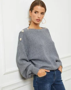 Femme Fleur de cachemire Pull Ella gris foncé