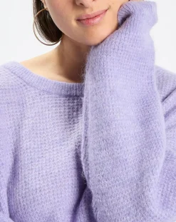 Online Marc O'Polo Pull en Alpaga & Laine mélangés gaufré violet clair