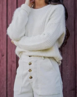 Femme Garance Paris Pull en Angora mélangé Kiwi écru