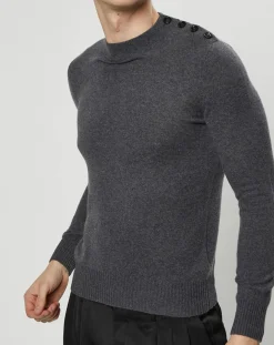 Homme Galeries Lafayette Pull en Cachemire & Laine Mesailor col rond gris foncé