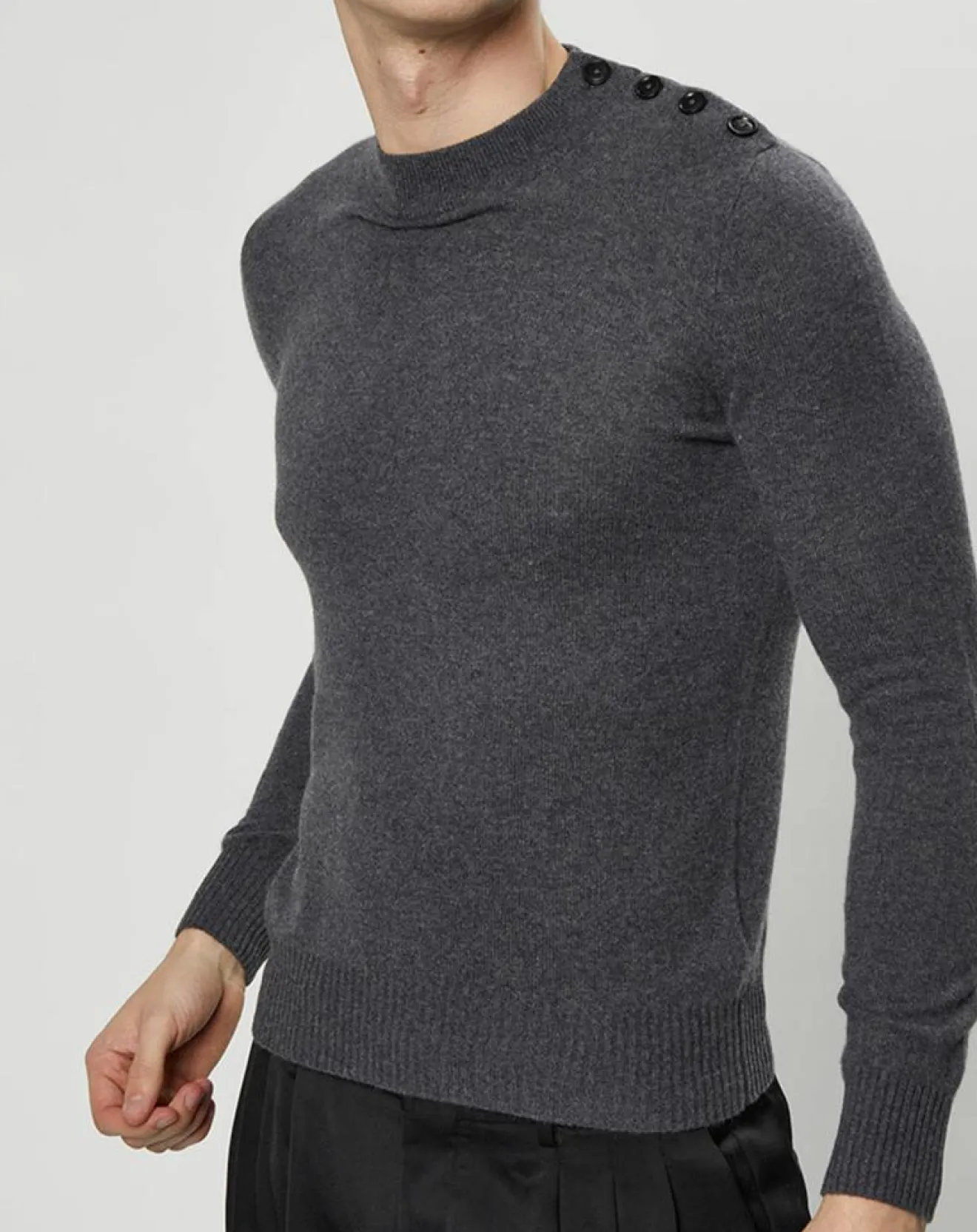 Homme Galeries Lafayette Pull en Cachemire & Laine Mesailor col rond gris foncé