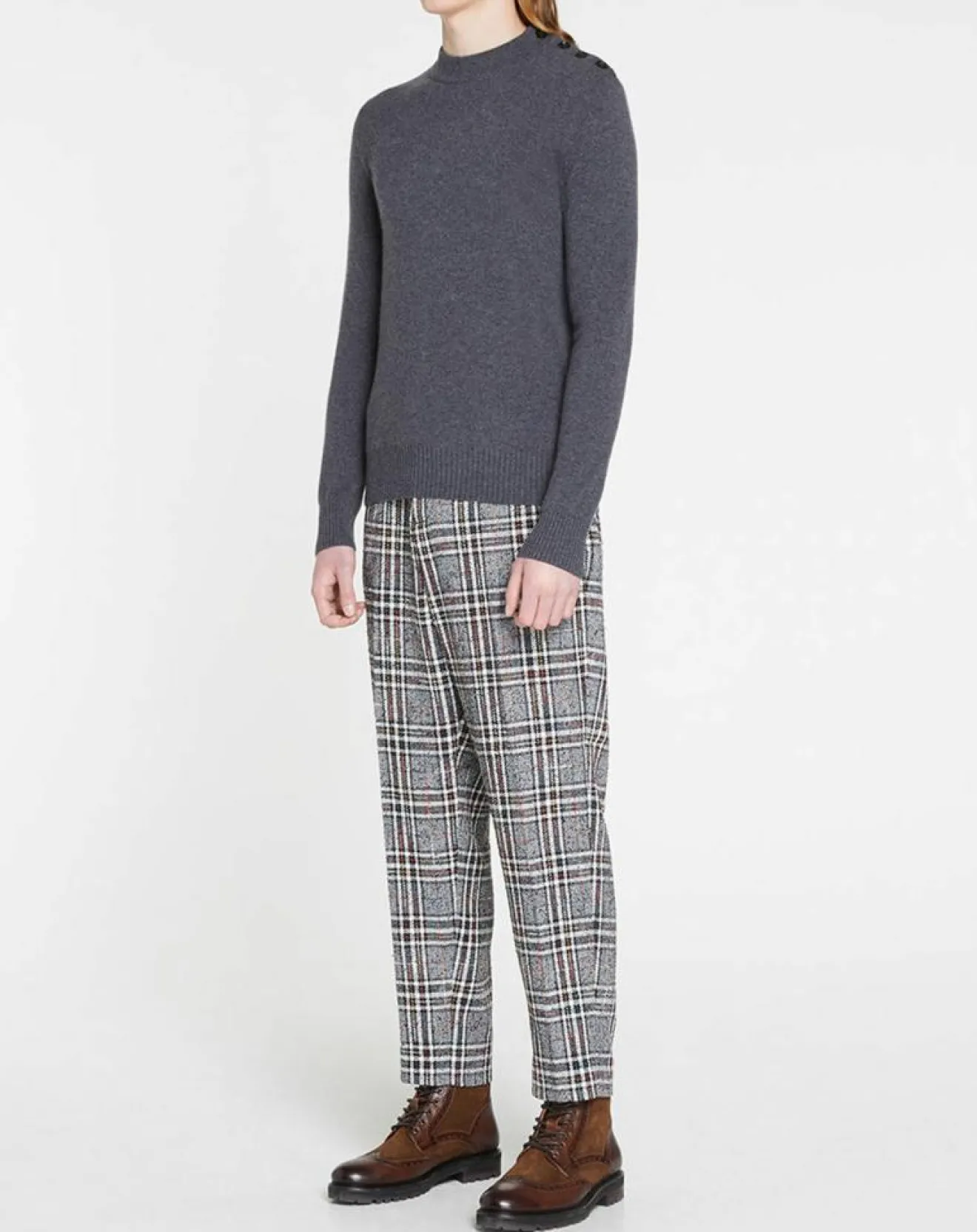 Homme Galeries Lafayette Pull en Cachemire & Laine Mesailor col rond gris foncé