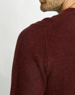 Outlet Galeries Lafayette Pull en Cachemire & Laine Meps col rond bordeaux chiné