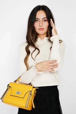 Femme C&Jo Pull en Cachemire & Soie mélangés col montant crème