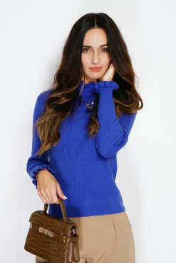 Femme C&Jo Pull en Cachemire & Soie mélangés col montant royal