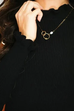 Femme C&Jo Pull en Cachemire & Soie mélangés col montant noir