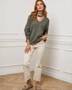 Femme Fleur de cachemire Pull en Cachemire mélangé Abigael kaki