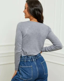 Femme Soft Cashmere Pull en Cachemire mélangé Audrey gris