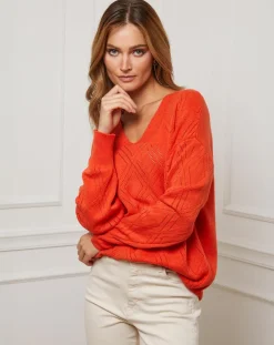 Femme Fleur de cachemire Pull en Cachemire mélangé Abigael orange