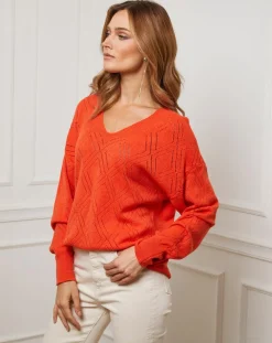 Femme Fleur de cachemire Pull en Cachemire mélangé Abigael orange
