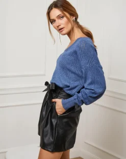 Femme Fleur de cachemire Pull en Cachemire mélangé Abigael indigo