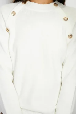 Femme C&Jo Pull en Cachemire mélangé boutons fantaisie naturel