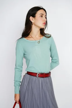 Femme Assuili Pull en Cachemire mélangé col rond jade