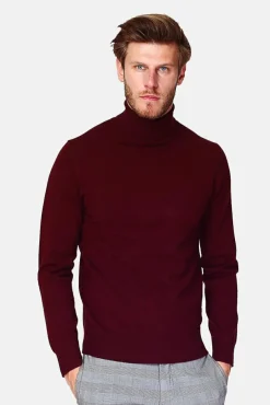 Clearance C&Jo Pull en Cachemire mélangé col roulé bordeaux