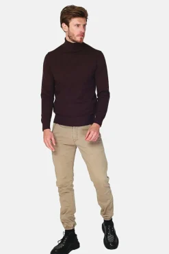 Outlet C&Jo Pull en Cachemire mélangé col roulé café