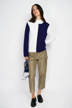 Femme Assuili Pull en Cachemire mélangé col montant naturel/nuit