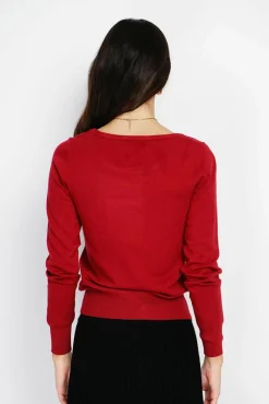 Clearance Assuili Pull en Cachemire mélangé col rond rouge