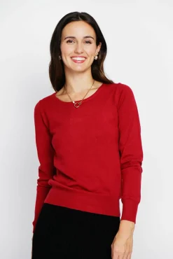 Clearance Assuili Pull en Cachemire mélangé col rond rouge