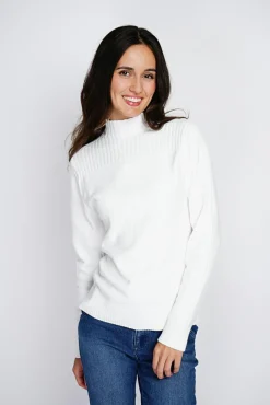 Best Assuili Pull en Cachemire mélangé col montant naturel