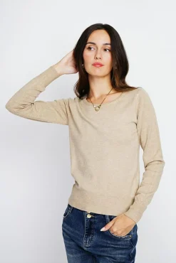 Outlet Assuili Pull en Cachemire mélangé col rond camel