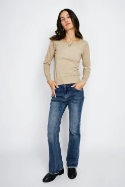 Outlet Assuili Pull en Cachemire mélangé col rond camel